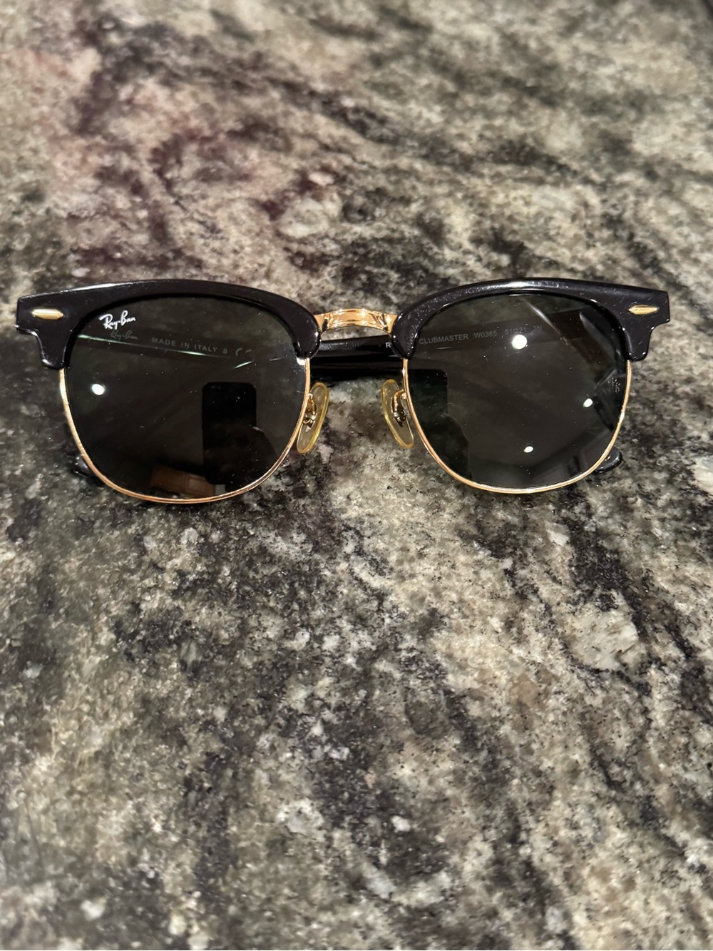 Ray-Ban Black & Gold Clubmaster Sunglasses - 51mm